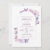 Invitation Elégant violet Lilac Aquarelle Photo Arch (Devant)