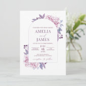 Invitation Elégant violet Lilac Aquarelle Photo Arch (Debout devant)