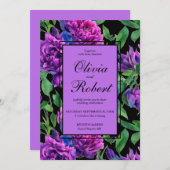 Invitation Elégant violet magenta mariage (Devant / Derrière)