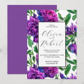 Invitation Elégant violet magenta mariage (Devant / Derrière)