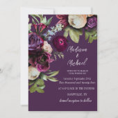 Invitation Élégant violet Mariage de pivoines florales (Devant)