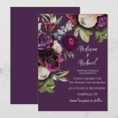 Invitation Élégant violet Mariage de pivoines florales (Devant / Derrière)