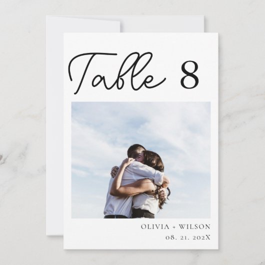 Invitation Élégant violet Mariage floral Numéro de tableau ph (Devant)