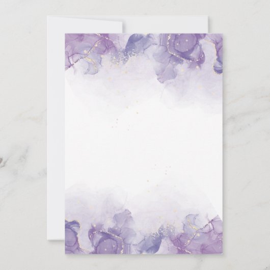 Invitation Elégant violet moderne et or floral 102e anniversa (Dos)