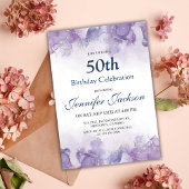 Invitation Elégant violet moderne et or floral 50e anniversai