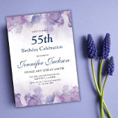 Invitation Elégant violet moderne et or floral 55e anniversai
