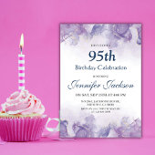 Invitation Elégant violet moderne et or floral 95e anniversai