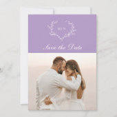 Invitation Élégant violet monogramme Enregistrer la photo Dat (Devant)