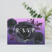 Invitation Élégant violet noir Rose photo RSVP (Debout devant)