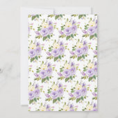 Invitation Elégant violet or Aquarelle Mariage Floral (Dos)