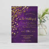 Invitation Élégant violet Parties scintillant or Mariage Fair (Debout devant)