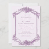 Invitation Elégant violet photo Quinceañera 15e anniversaire (Devant)