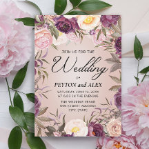 Élégant violet pies roses Mariage Floral