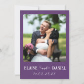 Invitation Élégant violet romantique avec Mariage photo (Dos)