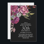 Invitation Élégant violet rose floral noir 30e anniversaire<br><div class="desc">Elégante invitation à la fête noire du 30ème anniversaire pour les femmes avec des fleurs et feuillage d'aquarelle violet et rose. Contactez-moi pour obtenir de l'aide sur la personnalisation ou pour demander l'appariement ou la coordination des produits Zazzle.</div>