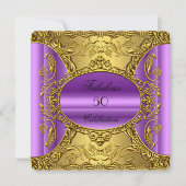 Invitation Élégant violet rose or Elite Fabuleux 50e (Devant)
