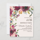 Invitation Élégant violet rose or floral 60e anniversaire (Devant)