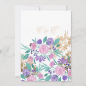Invitation Élégant violet rose or Mariage d'aquarelle florale (Dos)