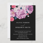 Invitation Élégant violet Rose violet violet Floral noir Mari (Devant)