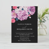 Invitation Élégant violet Rose violet violet Floral noir Mari (Debout devant)