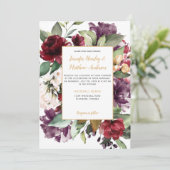 Invitation Élégant violet rouge or Mariage d'explosion floral (Debout devant)