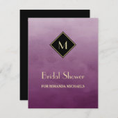 Invitation Élégant violet simple Fête des mariées de monogram (Devant / Derrière)