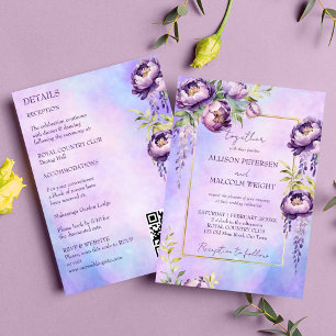 Invitation Élégant violet tout en un modèle mariage