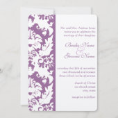 Invitation Élégant violet victorien Mariage damassé (Devant)