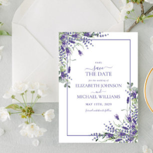Invitation Élégant violet violet fleurs Script Enregistrer la