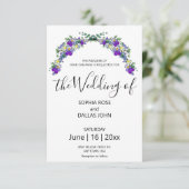 Invitation Élégant violet violet lavande eucalyptus Mariage (Debout devant)