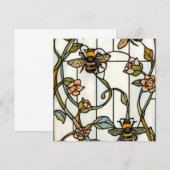 Invitation Élégant vitrail botanique art nouveau avec abeille (Devant / Derrière)