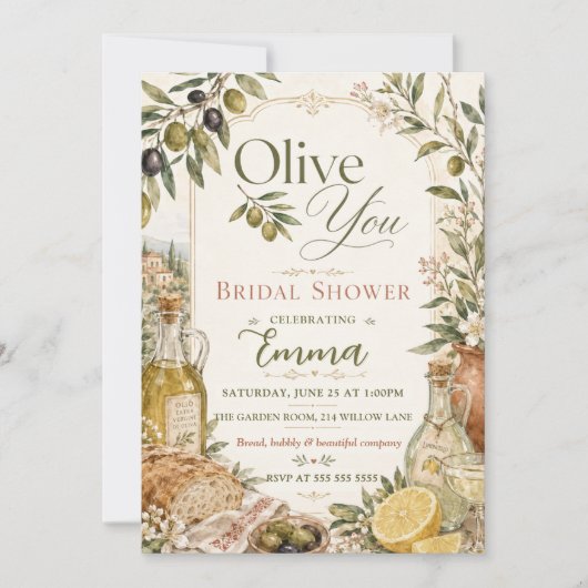 Invitation Élégant Vous Olive Shower de Mariée (Devant)