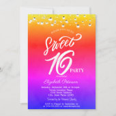 Invitation Élégant voyants à cordes Confetti Ombre Sweet 16 (Devant)