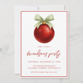 Invitation Elegant Watercolor Bauble & Bow Friendsmas Party (Devant)
