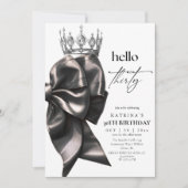 Invitation  Elegant Watercolor Black Bow 30th Birthday (Devant)