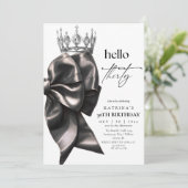 Invitation  Elegant Watercolor Black Bow 30th Birthday (Debout devant)