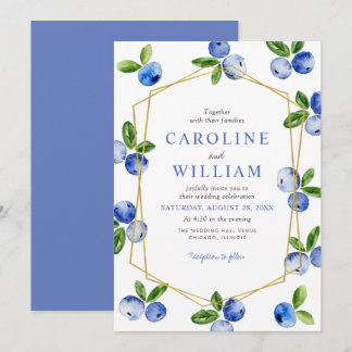 Invitation Elegant Watercolor Blueberries Wedding