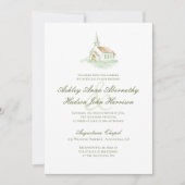 Invitation Elegant Watercolor Chapel Wedding  (Devant)