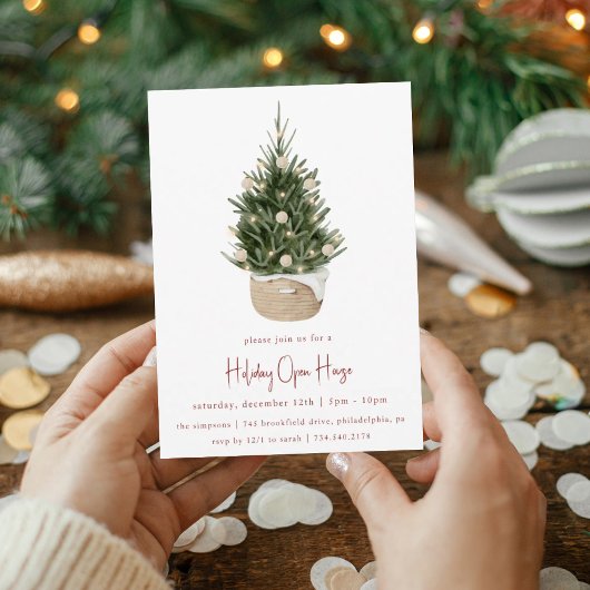 Invitation Elegant Watercolor Christmas Tree Holiday Party