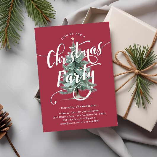 Invitation Elegant Watercolor Christmas Tree Party
