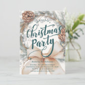 Invitation Elegant Watercolor Christmas Wreath Party (Debout devant)
