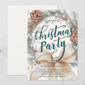 Invitation Elegant Watercolor Christmas Wreath Party (Devant / Derrière)