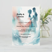 Invitation Elegant Watercolor Dancing Couple Wedding Invitati (Debout devant)