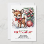 Invitation Elegant watercolor deer snowy forest Christmas   (Devant)