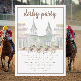 Invitation Elegant Watercolor Derby Party Racing Horses 