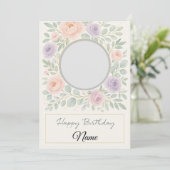 Invitation Elegant Watercolor Floral Birthday Card (Debout devant)