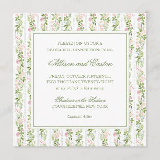 Invitation Elegant Watercolor Floral Rehearsal Dinner Invite