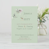 Invitation Elegant Watercolor Floral Sage 60th Birthday  (Debout devant)