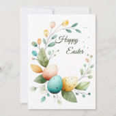 Invitation Elegant Watercolor Floral Wreath Easter (Devant)