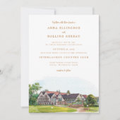 Invitation Elégant Watercolor Golf Country Club (Devant)